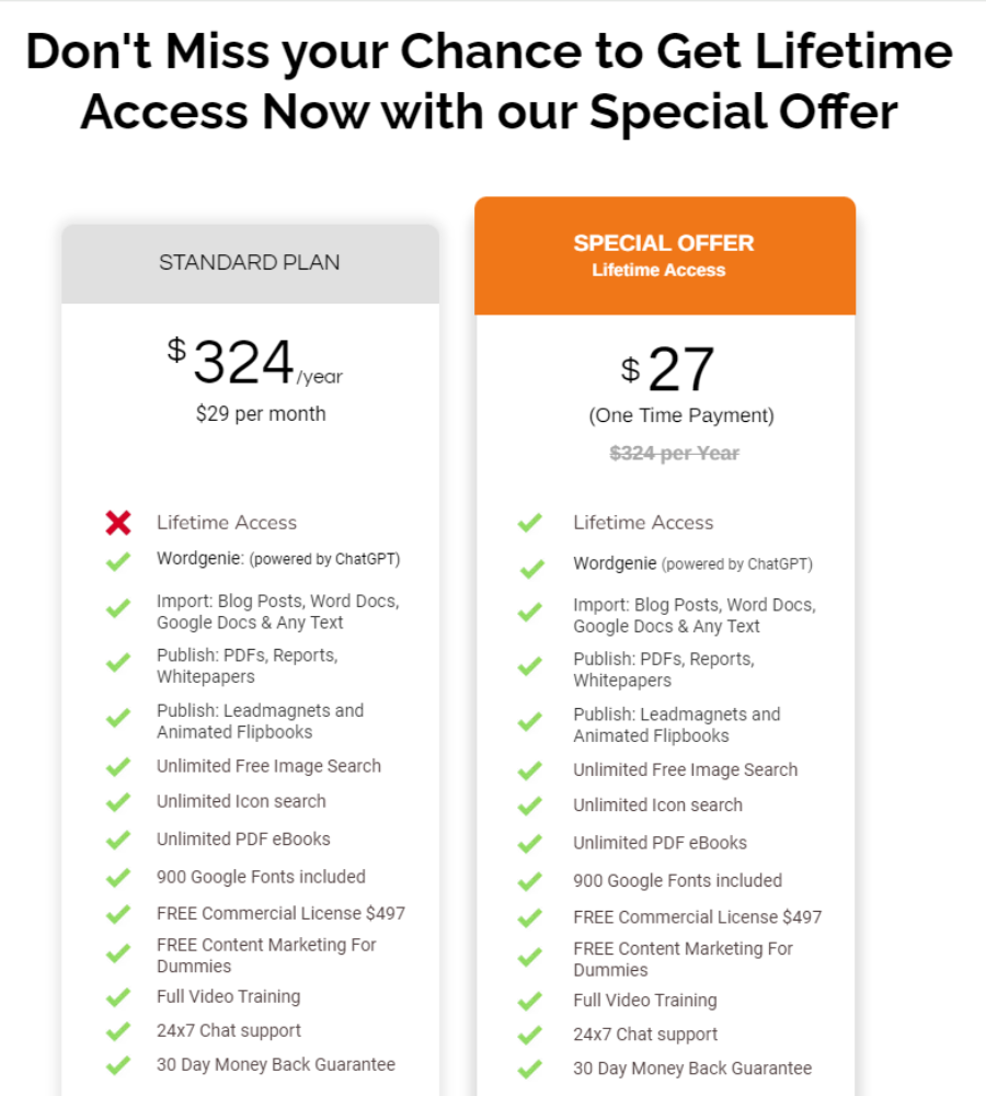 Unlock limitless creativity with Designrr for a one-time special offer purchase of $27. Your gateway to transforming web pages, MS Word documents, videos, podcasts, or YouTube content into stunning eBooks. Convert effortlessly to PDF, ePub, Kindle, or flipbooks. Exclusive offer for new subscribers – seize the creative opportunity!